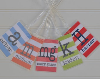 Striped Luggage Tag - Personalized Bag Tag - Buy 4, Get 1 Free