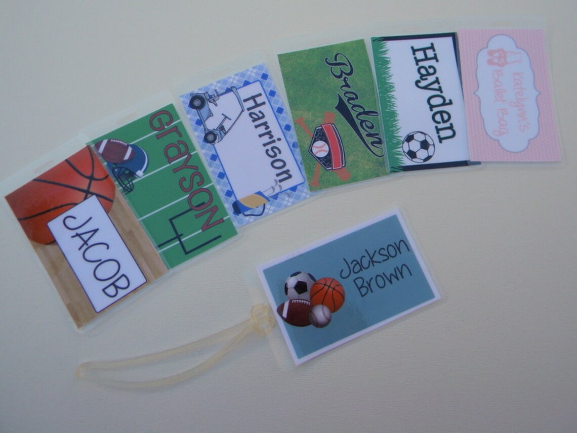 Sports Bag Tag Kids Custom Tag Sports Luggage Tag Buy 4 Etsy