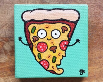 banana painting mini cute cartoon food painting etsy