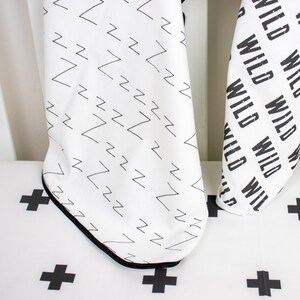 Zzzzz organic baby blanket!  A fun newborn wrap for a monochrome nursery!