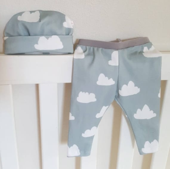 White Cloud Baby Leggings Hat Soft Organic Baby Clothes for Newborn Baby -   Singapore