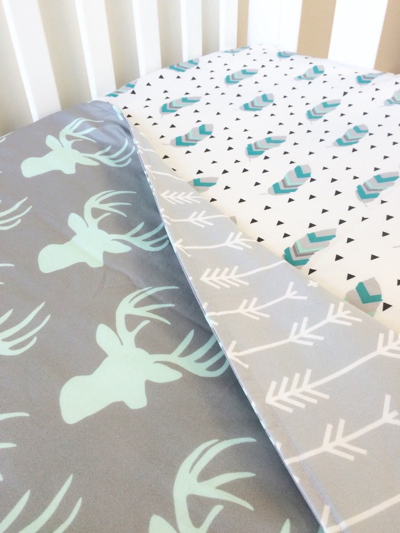 Baby Cot Sheet Aqua feathers baby bedding Turquoise feathers baby crib sheet Modern Fitted Crib Sheet