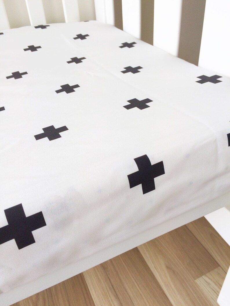 Swiss Cross Fitted Twin Bed Sheet set. Plus sign black and Etsy