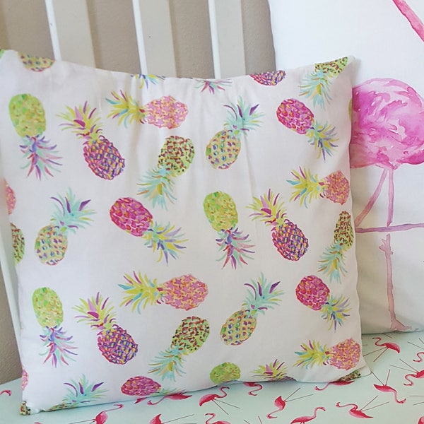 Pink Pineapple nursery cushion cover to go with fun Flamingo decor!