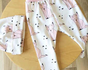 Blush Pink fox baby leggings + hat!