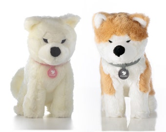 PAQUETE DE PELUCHE ULAKI - Akita Inu - 2 Peluches (Cervatillo - Blanco)