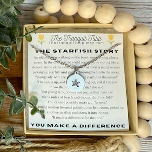 Starfish Necklace - Necklace & Card - Thank You Jewelry - You Make a Difference - Starfish Story - Silver - Gold - Rose Gold Options