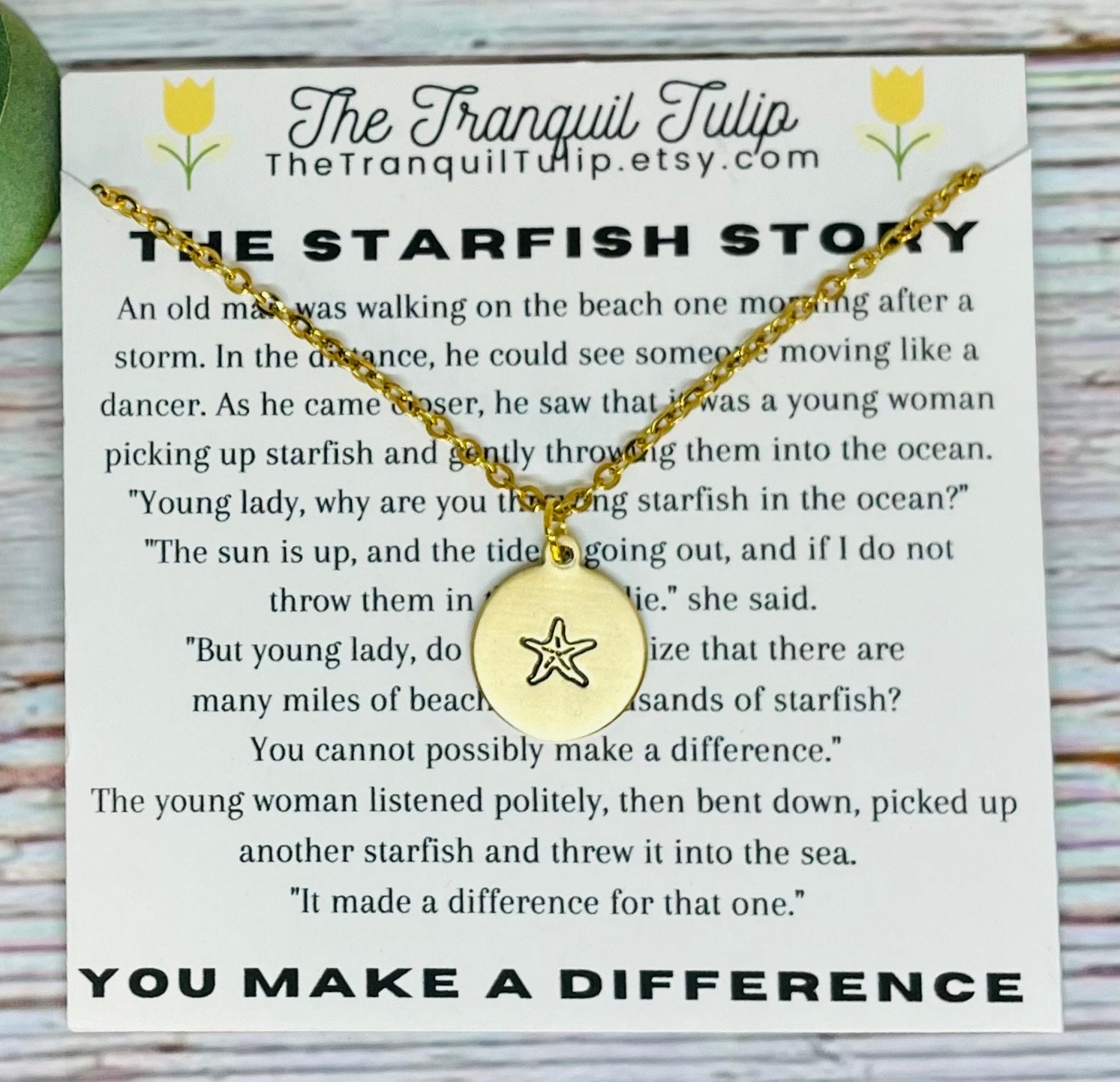 Starfish Necklace - Necklace & Card - Thank You Jewelry - You Make 