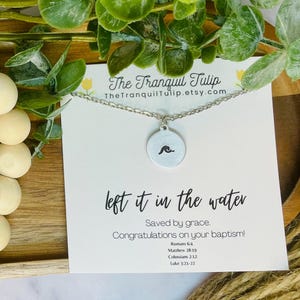 Baptism Gift - Baptism Jewelry - Christian Jewelry - Wave Necklace - Left it in the Water - Faith Gift - Silver|Gold|Rose Gold - Water