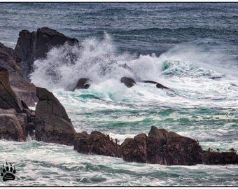 Crashing Waves, Ocean Photography, Cloudy Sky, Oregon Coast Photography, Landscape Photography, Turquoise, Oceanscape, Tranquil, Nature