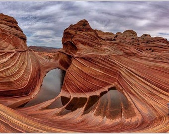 Water in The Wave, Red Rock Formations, Arizona Landscape Photography Print, Southwestern Art, Red Rock Formations, The Wave in Arizona