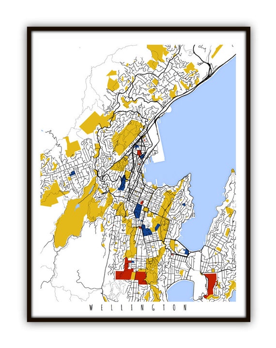 Wellington Map Art / Wellington New Zealand Wall Art / Print Etsy