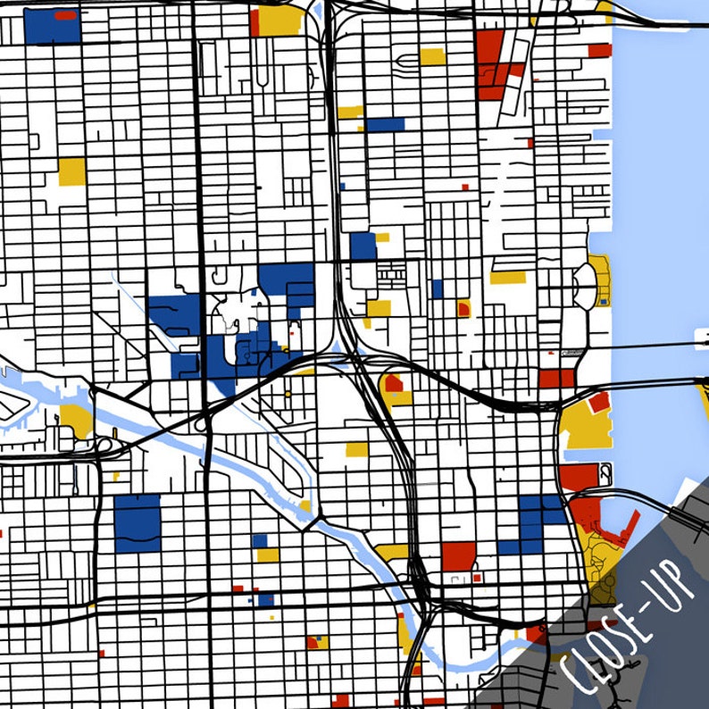 Miami Map Art / Miami, Wall Art / Print / Poster / Modern Home and