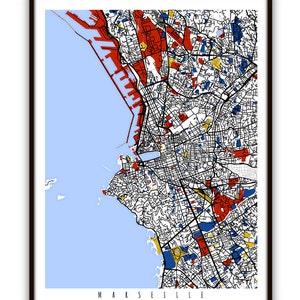 Marseille Map Art / Marseille, France Wall Art / Print / Poster / Modern Home and Office Decor