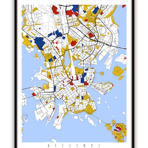 Helsinki Map Art / Helsinki, Finland Wall Art / Print / Poster / Modern Home and Office Decor