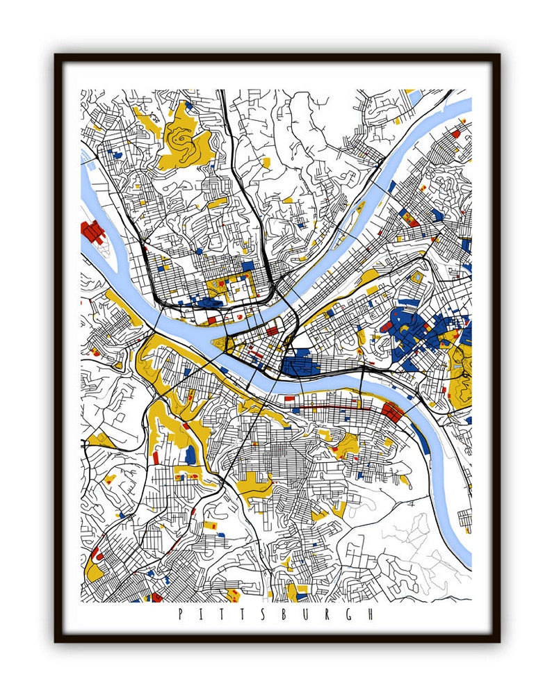 Pittsburgh Map Art / Pittsburgh Wall Art / Print / Poster / Etsy