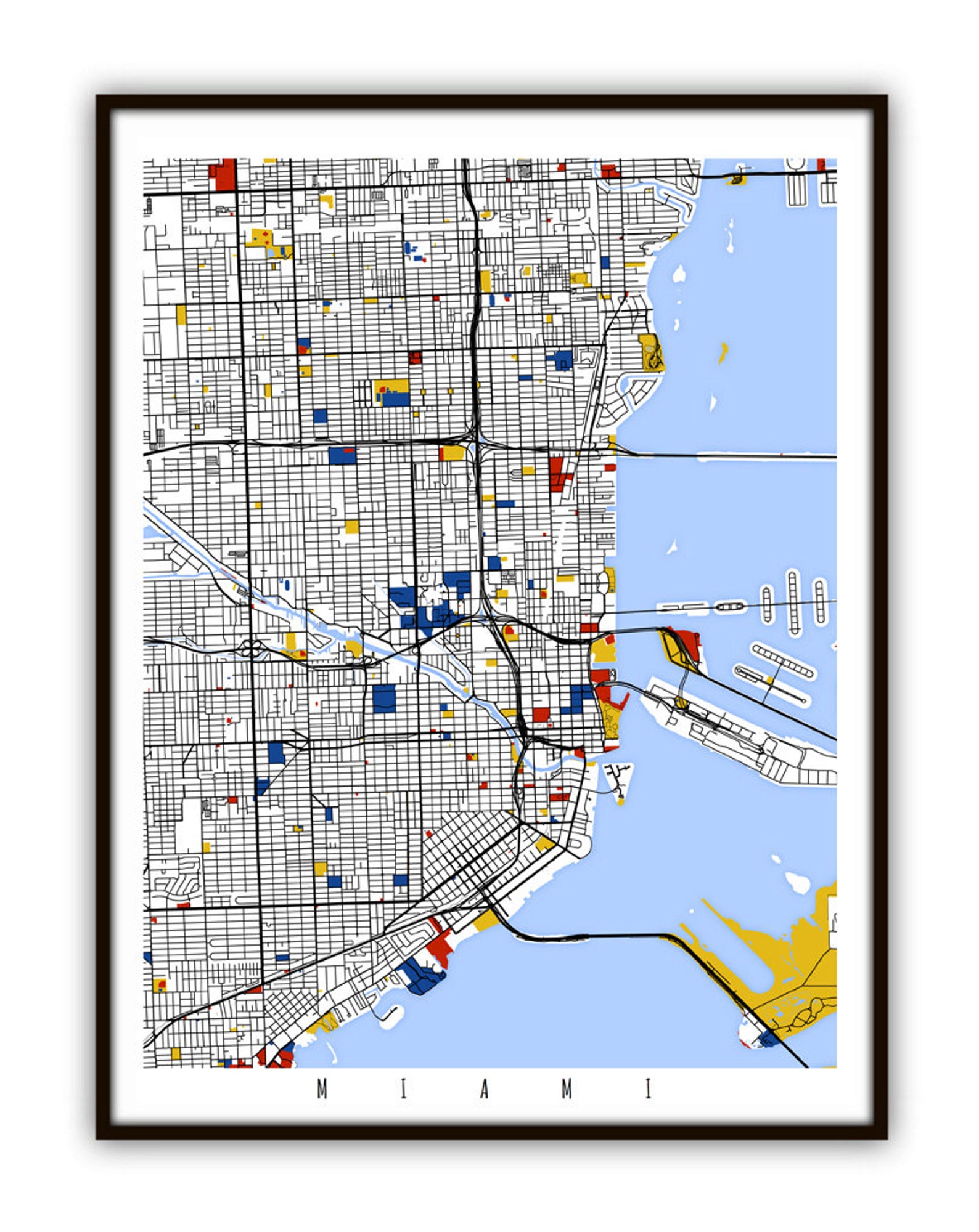 Miami Map Art / Miami, Wall Art / Print / Poster / Modern Home and