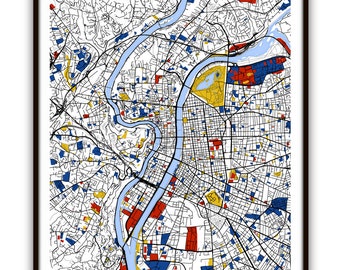 Lyon Map Art / Lyon, France Wall Art / Print / Poster / Modern Home and Office Decor