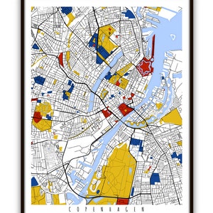 Copenhagen Map Art / Copenhagen, Denmark Wall Art / Print / Poster / Modern Home Decor