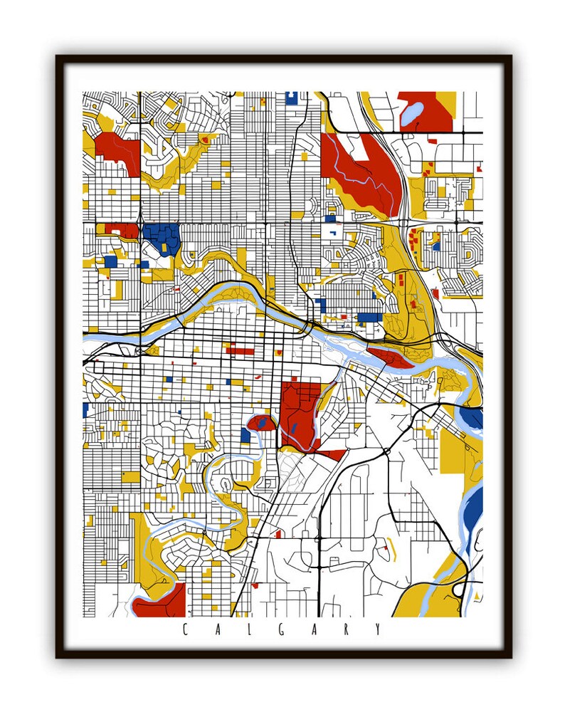 Calgary Map Art / Calgary Canada Wall Art / Print / Poster / Etsy