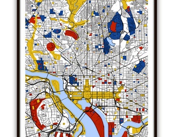 Washington DC Map Art / Washington DC, USA Wall Art / Print / Poster / Modern Home Decor