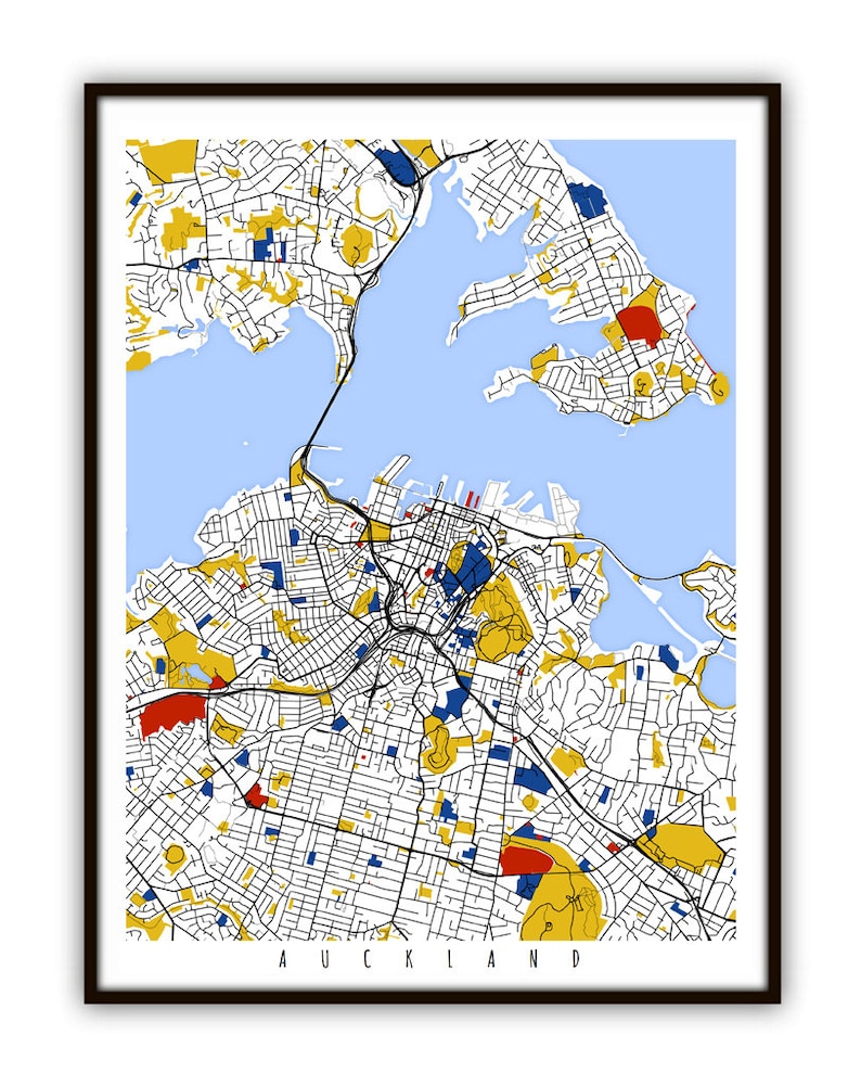 Auckland Map Art / Auckland, New Zealand Wall Art / Print / Poster / Modern Home Decor Etsy