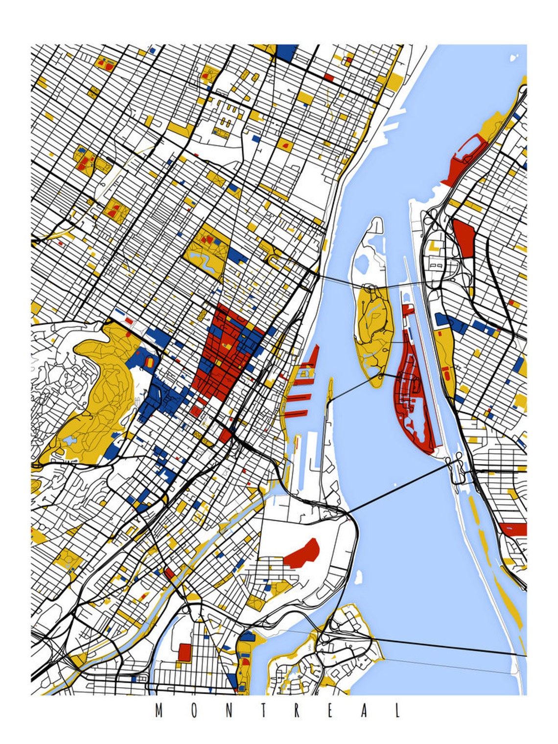 Montreal Map Art / Montreal Canada Wall Art / Print / Poster Etsy