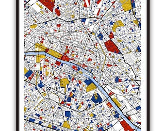 Paris Map Art / Paris, France Wall Art / Print / Poster / Modern Home and Office Decor