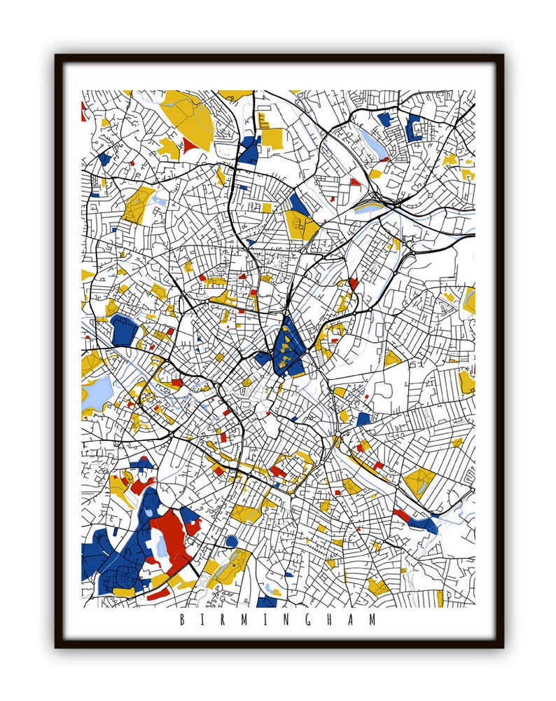 Birmingham Map Art / Birmingham, UK Wall Art / Print / Poster / Modern