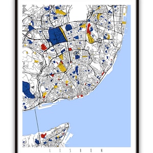 Lisbon Map Art / Lisbon, Portugal Wall Art / Print / Poster / Modern Home and Office Decor