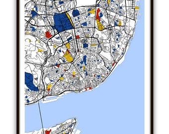 Lisbon Map Art / Lisbon, Portugal Wall Art / Print / Poster / Modern Home and Office Decor