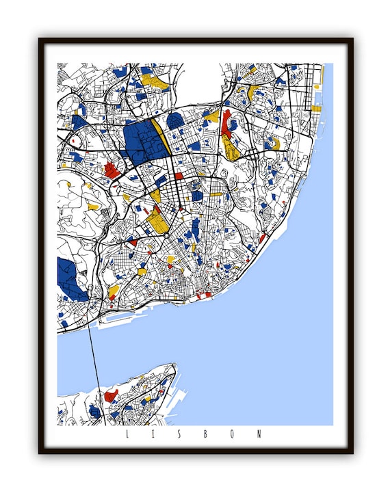 Lisbon Map Art / Lisbon, Portugal Wall Art / Print / Poster / Modern Home and Office Decor