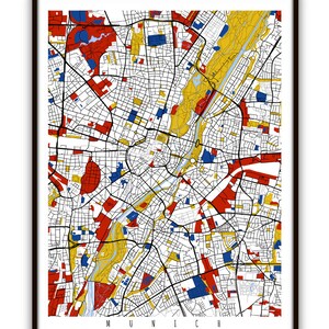Munich Map Art / Munich, Germany Wall Art / Print / Poster / Modern Abstract Home Decor