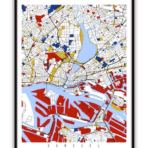 Hamburg Map Art / Hamburg, Germany Wall Art / Print / Poster / Modern Home and Office Decor