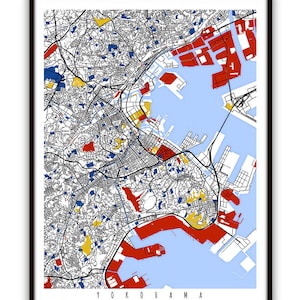 Yokohama Map Art / Yokohama, Japan Wall Art / Print & Poster / Modern Home Decor