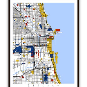 Chicago Map Art / Chicago, Illinois Wall Art / Print / Poster / Modern Home Decor