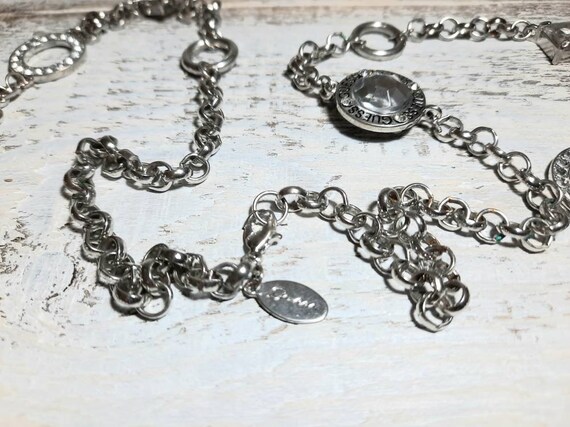 Vintage GUESS SIGNED Silver Circles Chain with Rh… - image 4