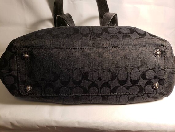 COACH Gran bolso negro de charol y lona bolso Coach monedero | Etsy España
