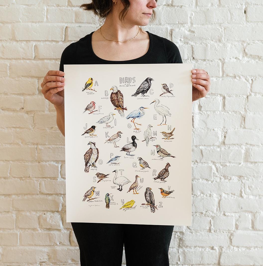 ABC Birds of the Pacific Northwest Print / Birds Alphabet Giclee Print ...