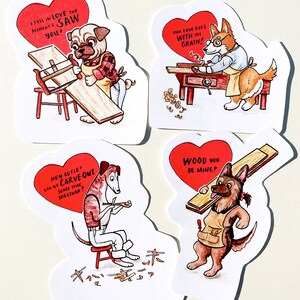 Shop Dog Valentines Cards Set of 4 // Woodworker Welsh Corgi Card // Pug Card // German Shepherd Card // Greyhound Card // Size A6 image 2