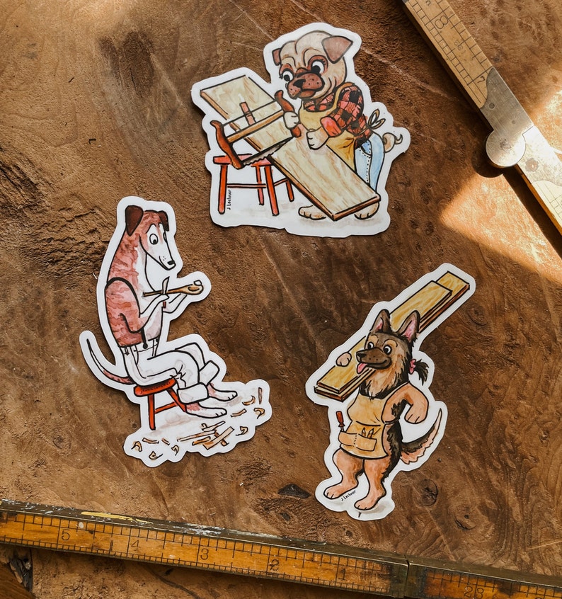 Shop Dog Sticker Pack // Pack of 3 // Pug Sticker // German Shepherd Sticker // Greyhound Sticker image 2