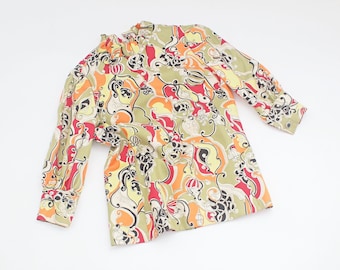 Vintage Japanese Pucci-esque silk blouse | Kaleidoscope print silk blouse | 50s silk / size small