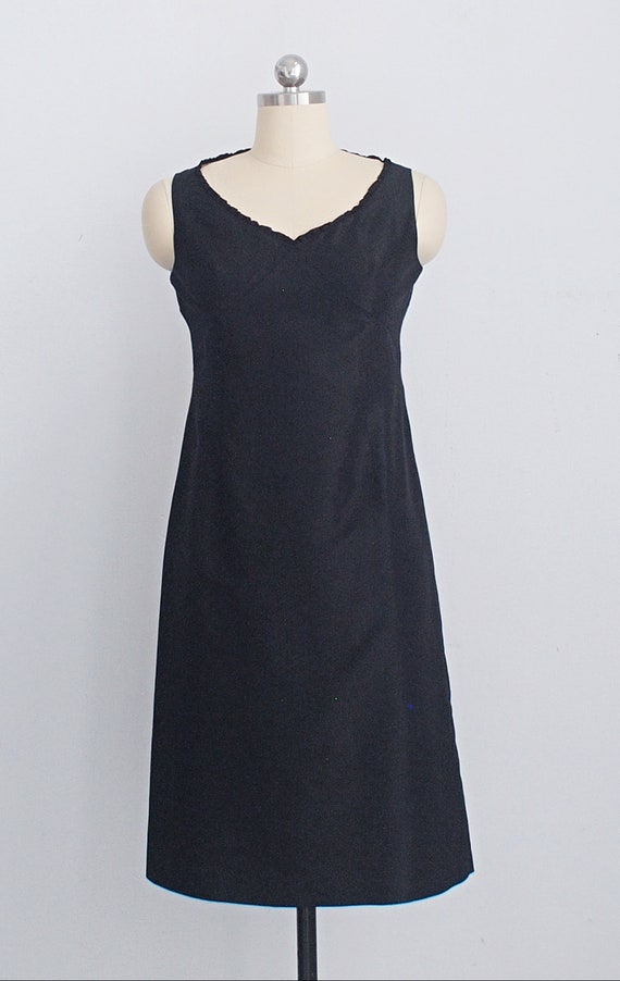 90s silk little black dress | minimal black dress… - image 2