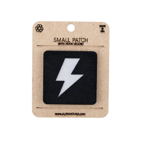 Small Black and Reflective Silver Lightning Bolt Tactical Patch
