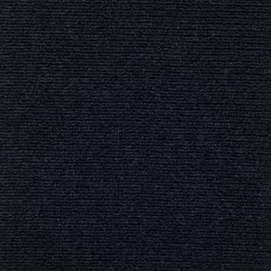 May include: A solid dark navy blue fabric featuring a fine, horizontal ribbed texture. The material displays a consistent, dense weave pattern across the entire surface, creating a uniform appearance with subtle linear depth and a matte finish.