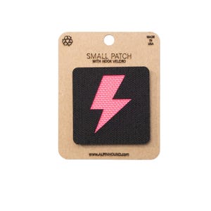 Lightning Bolt Tactical Patch Small Black and Neon Pink