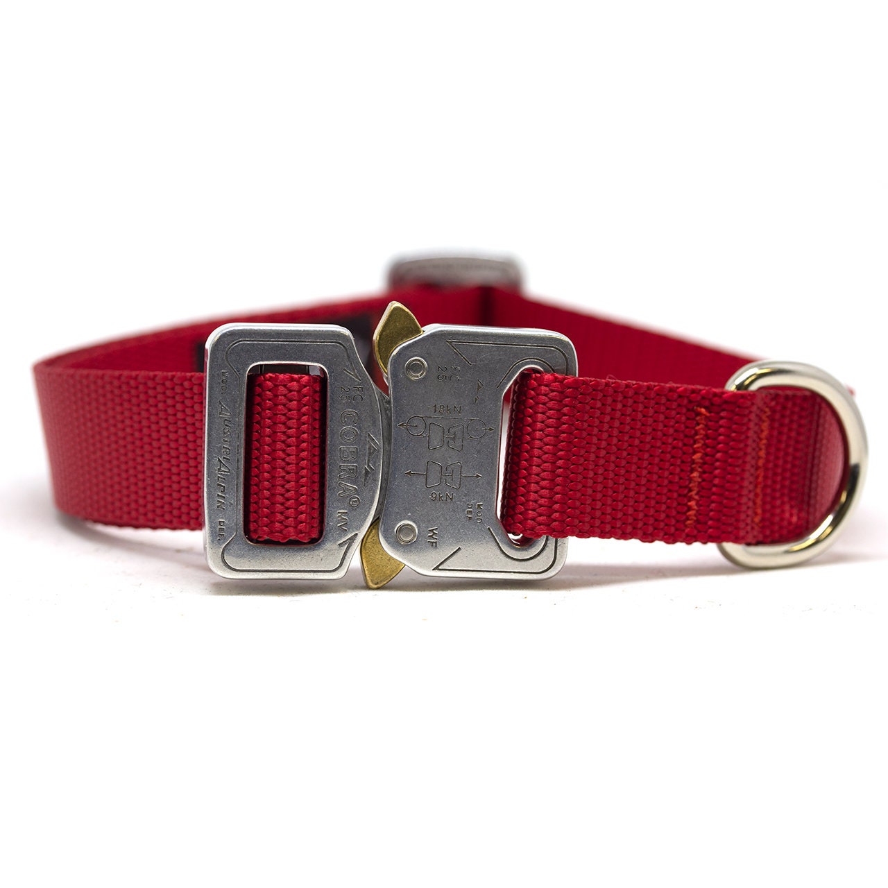 Red Dog Collar With Polished Cobra Quick Release Buckle Nylon Webbing Etsy