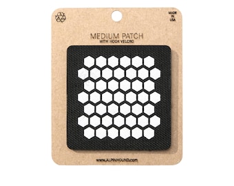 Honeycomb Array Tactical Patch Medium Black and Reflective Silver