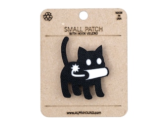 Bomb Cat Tactical Patch Black and White Small