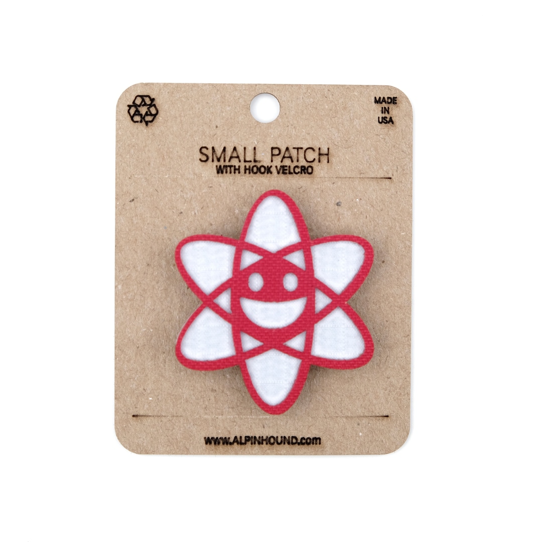Small Red and White Happy Atom Tactical Patch - Etsy